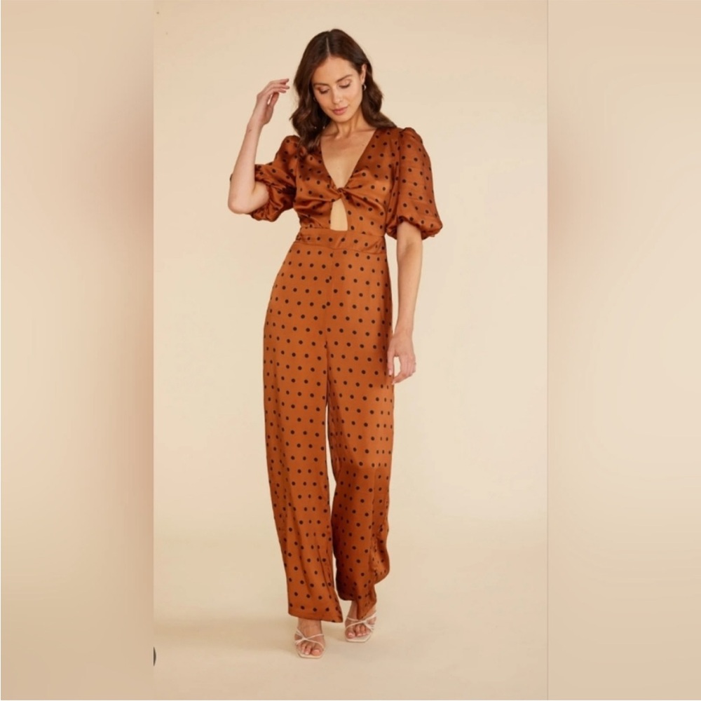 MINKPINK Elegant Rust Polka Dot Jumpsuit
